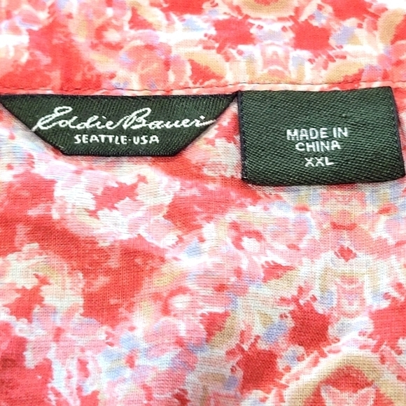 EDDIE BAUER XXL 100% Cotton Geometric Short Sleeve Blouse - Picture 7 of 7